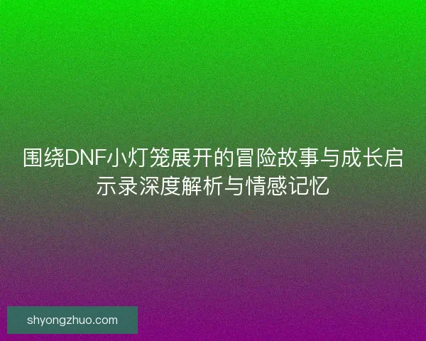围绕DNF小灯笼展开的冒险故事与成长启示录深度解析与情感记忆